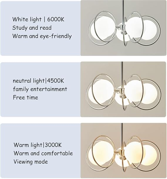 Sputnik E27 chandelier chrome dining room metal creative Pendant lighting modern bubble glass ball 5 light Hanging Lamp living room bedroom Kitchen Island Mid Century Ceiling Light (Size : 5 h [Energy Class C]
