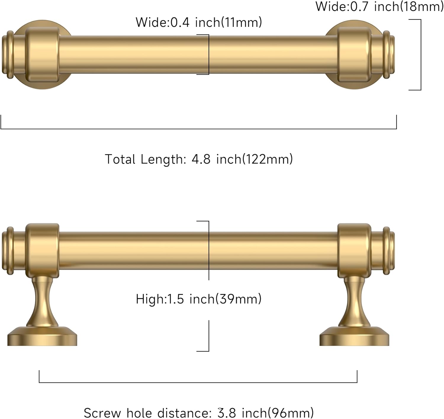 Asidrama 10 Pack 3.75 Inch(96mm) Champagne Bronze Kitchen Cabinet Handles, Cabinet Pulls Kitchen Cabinet Hardware for Cupboard Drawer Pulls