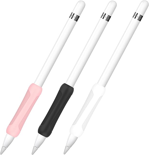 Kedoo for Apple Pencil Grips, Silicone Sleeve Cover for Apple Pencil 1st and 2nd Generation, Ergonomic Stylus Grip Case Accessories for iPad Pro/Air, (BlackWhite Pink)