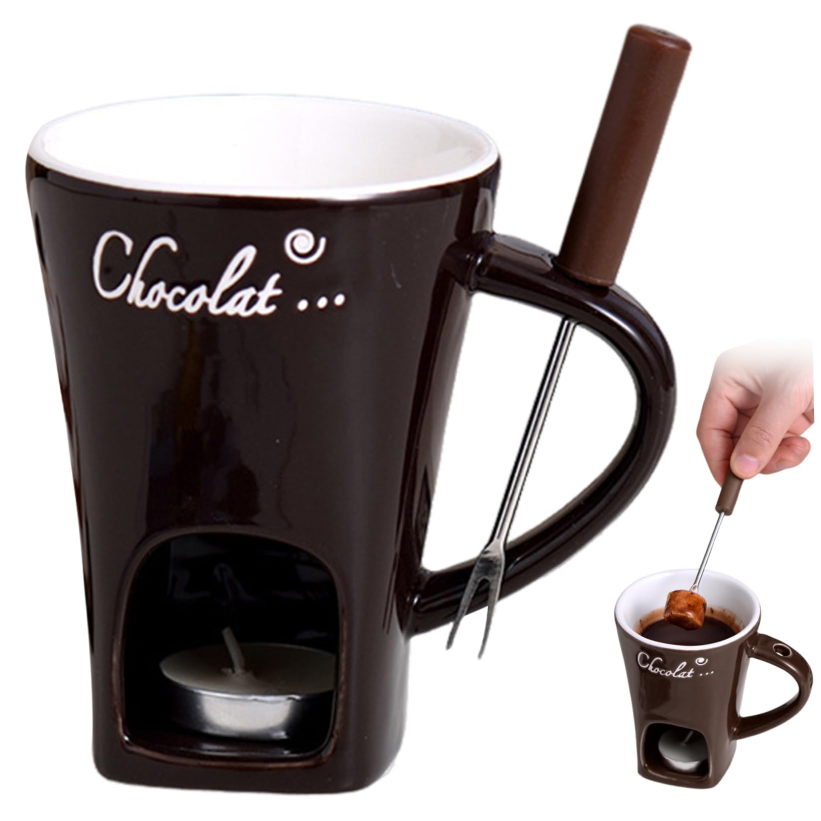 Taza de fondue de chocolate en cerámica para tus tardes de café y reuniones en casa con amigos