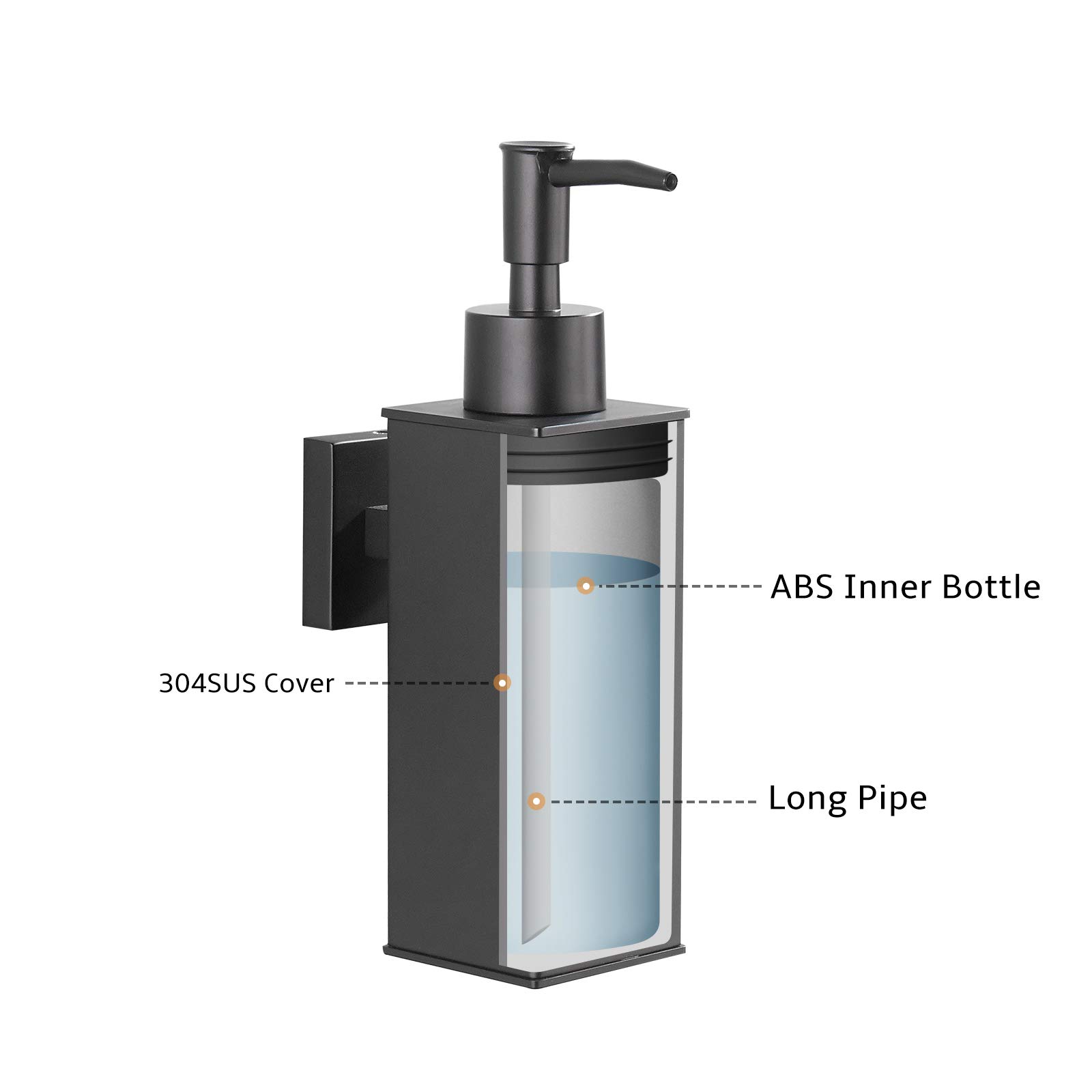 bgl Dispenser di Sapone in Acciaio Inox 304 Montaggio a Parete per Bagno