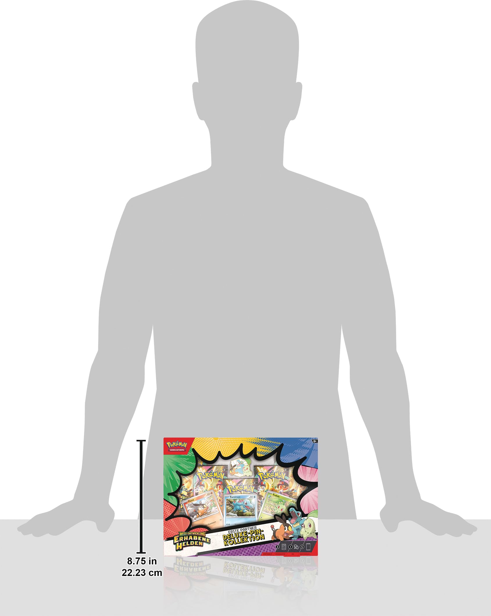 Pokémon-Sammelkartenspiel: Deluxe-Pin-Kollektion Mega-Entwicklung – Erhabene Helden: Erste Partner (3 holografische Promokarten, 1 Deluxe-Pin und 5 Boosterpacks)