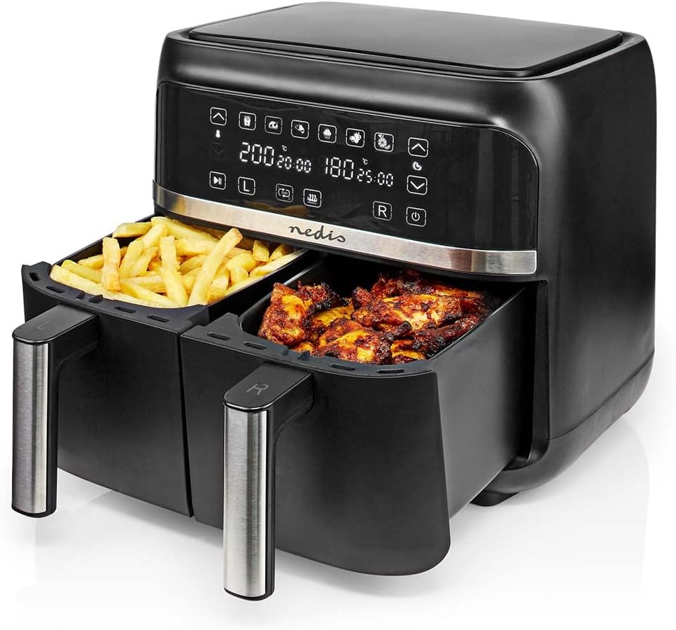 NEDIS KAAFD350EBK - Friggitrice ad aria calda, 2 x 3,8 l, timer: 60 min, digitale, nero NEDIS KAAFD350EBK - Friggitrice ad aria calda, 2 x 3,8 l, timer: 60 min, digitale, nero