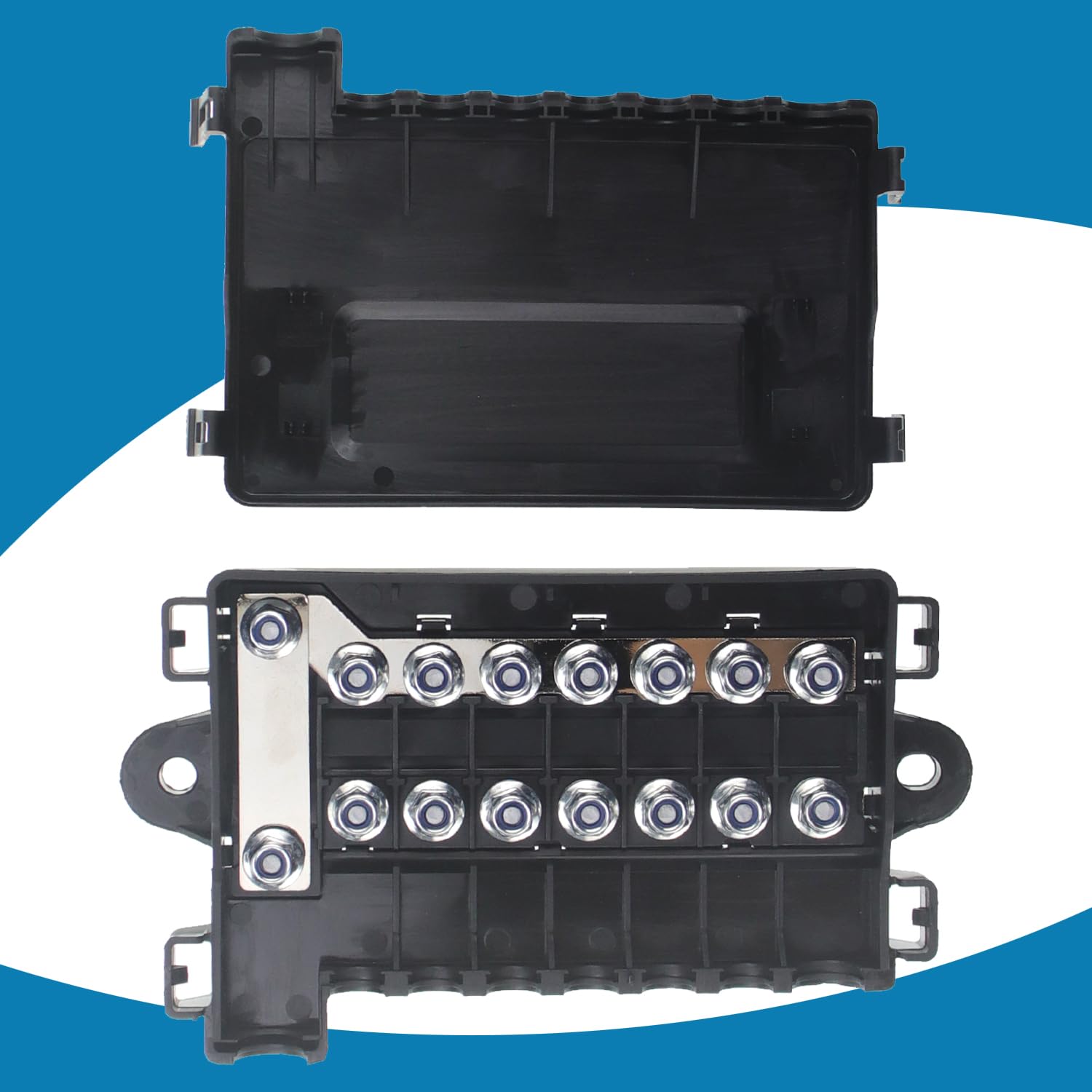 Fuse Box 7 Way MIDI Fuse Holder with Cover High Current ANS/ANM Fuse Block for Forklifts, Cars, Buses