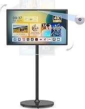 27-Inch Portable Smart TV on Wheels with Touch Screen Monitor |8G RAM +128G Storage |8-core CPU Qualcomm |Built-in 6-8H Battery |8MP Webcam | Android 13 OS | Full Swivel Rotation | Remote Control Grey