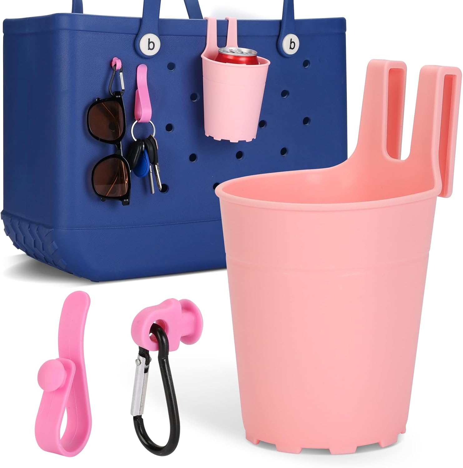 Cup Holder and Hooks Accessories for Bogg Bag Original/Baby/Bitty