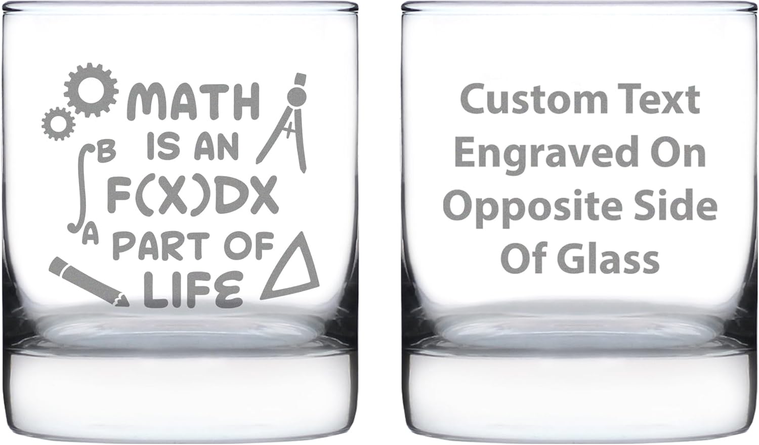 Custom Math is an Integral Part of Life – Personalized Whiskey Rocks Glass - Funny Math Nerd or Teacher Gifts for Women & Men - 10.25 Oz