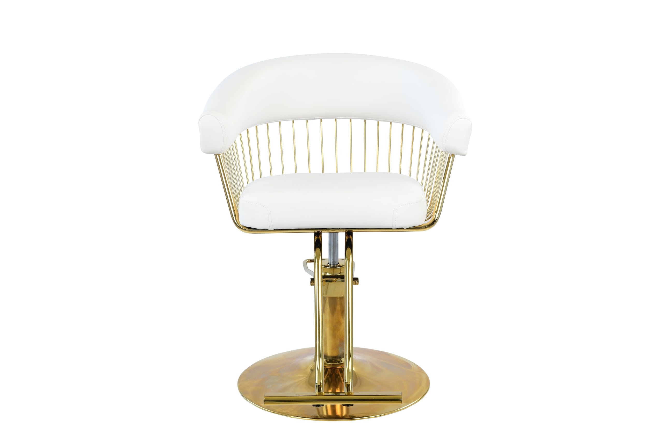 Friseurstuhl, höhenverstellbarer Barber 360° für Friseursalons zu Schönheitssalons, 64 x 48 x 80-95 cm, weiß