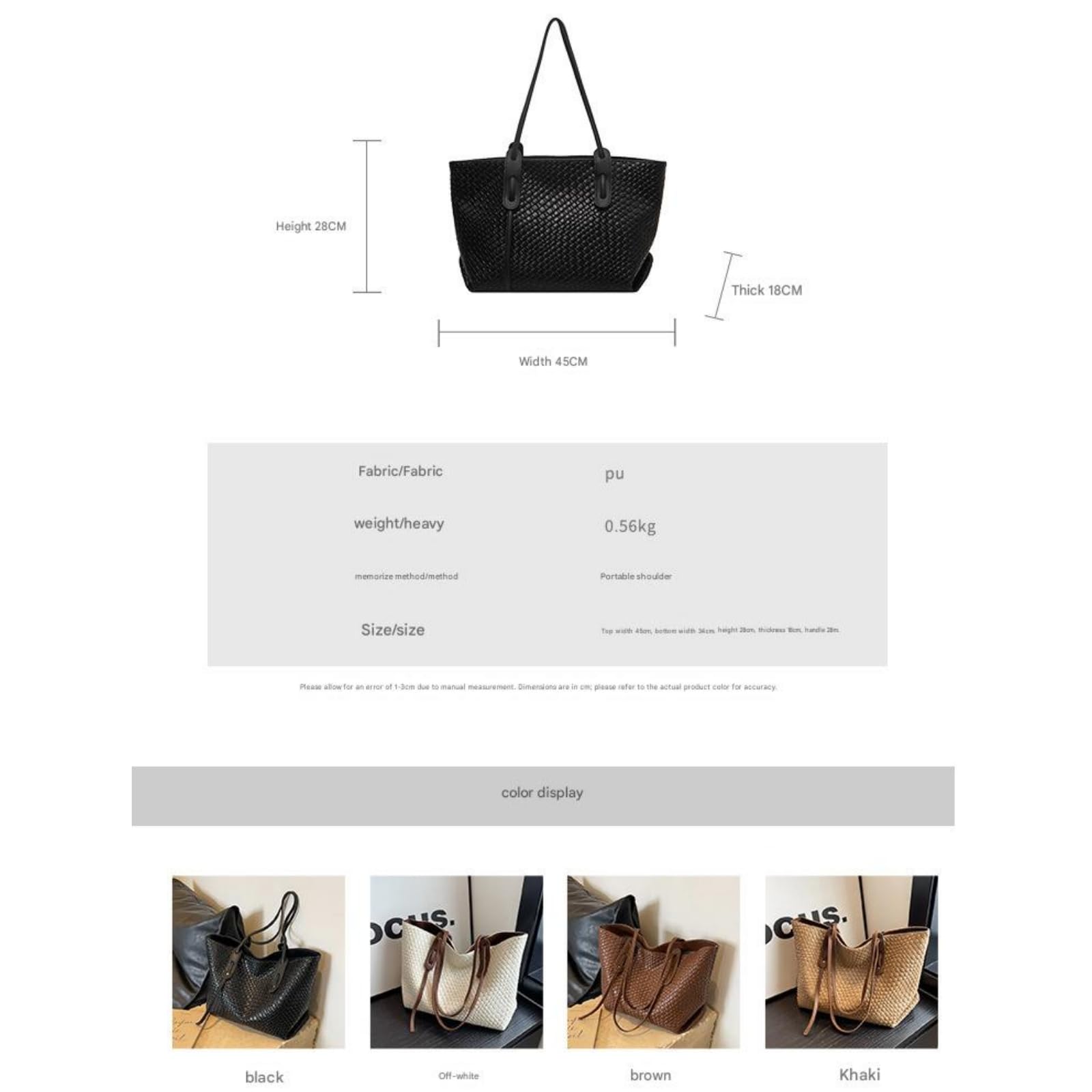 Borsa in Tessuto di Grande capacità A Tracolla Sottobraccio retrò E Versatile-Marrone