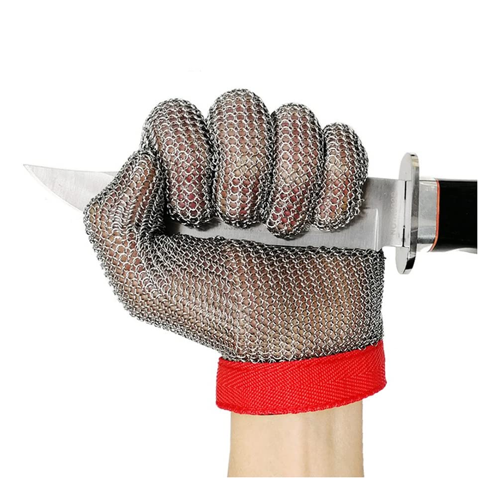 Resistentes a la Corte, Guantes de Correo de Cadena de Metal Anti-Corte, for Herramientas de Seguridad de jardinería (Size : 1pcs/XS)