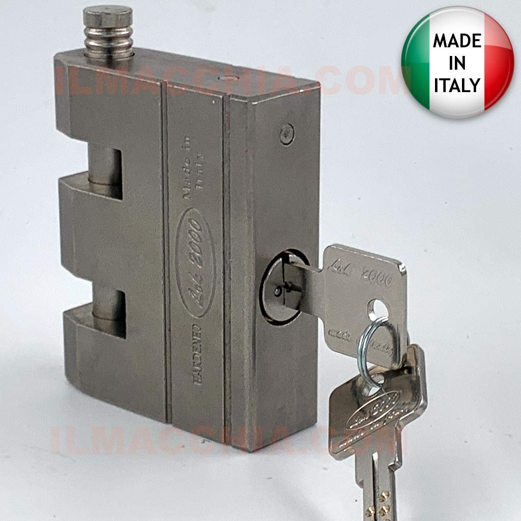Lucchetto con doppia apertura per catene Alta sicurezza in acciaio temperato catenaccio per moto bici cancelli ecc made in italy