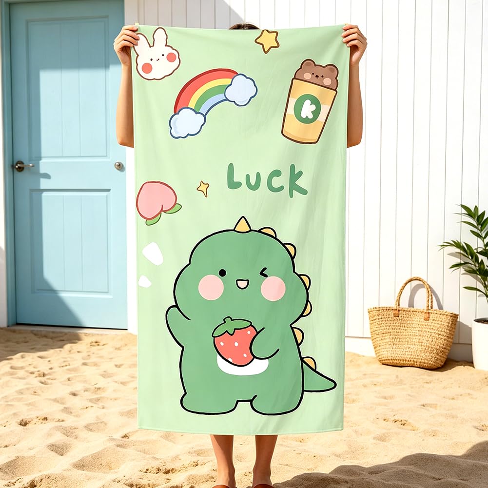 LKNBIF Dinosaur Beach Towel, Microfiber Beach Towels, Dino Pattern Lightweight Bath Towels,Quick Dry Cute beach towel for Towels Travel Swim Pool Camping
