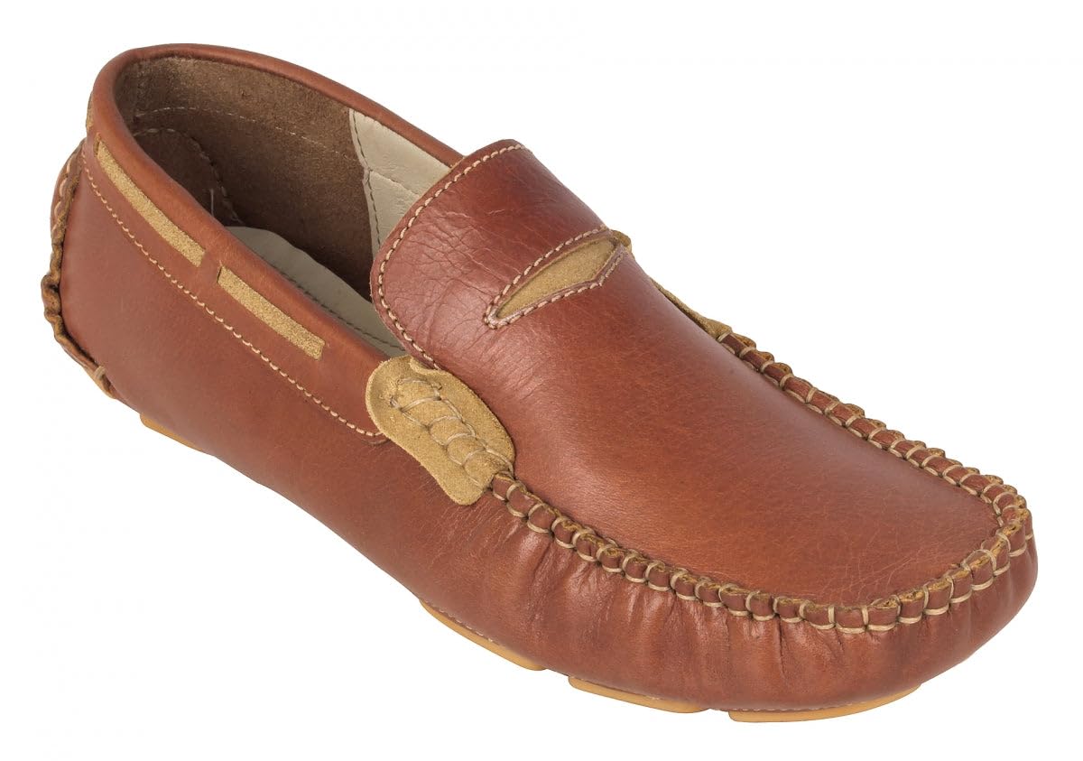 tzaro Pure Leather Moc Toe Construction Tan Driving Shoes - STN2347TN14-picture-12