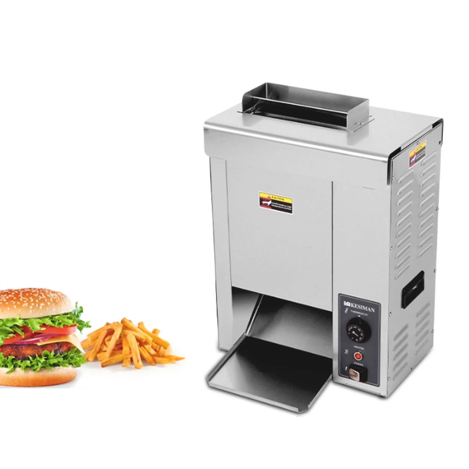2000W Automatyczny Opiekacz Taśmowy Do Bułek I Chleba, Komercyjna Pionowa Maszyna Do Pieczenia Burgerów, Regulowana Temperatura I Grubość, Szybkie Nagrzewanie 1400 Kromek/Godz