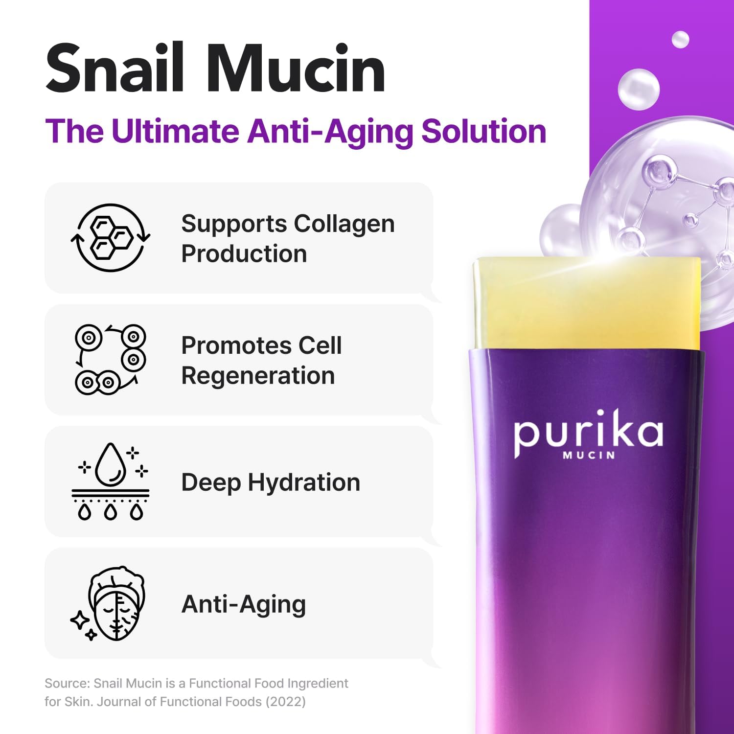 Glow, 1200mg Snail Mucin Supports Skin Elasticity, Collagen Peptides Jelly Stick, Kiwi Flavor, Biotin, Vitamin C, Hyaluronic Acid, Prebiotics, Korean Skin Care, 10 Sticks — Amazon image 6