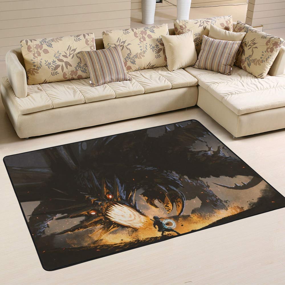 Tapis dragon anti-boulochage en polaire microfibre grand format
