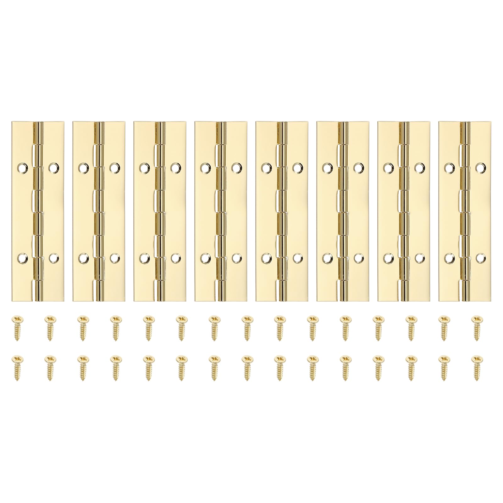 PATIKIL 4x1.2 Inch Piano Hinge,8 Pcs 304 Stainless Steel Continuous Hinge with Holes for Piano Gate Door Wooden Storage Box Cabinet Boat,Gold