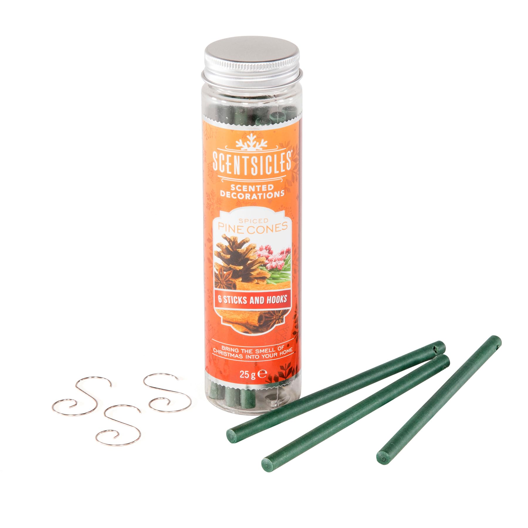 Widdle Gifts Spiced Pine Cone 0094 Christmas Tree Ornaments - 6 Scentsicles Scent Sticks Hanging Decorations - (Spiced Pine Cone 0094)