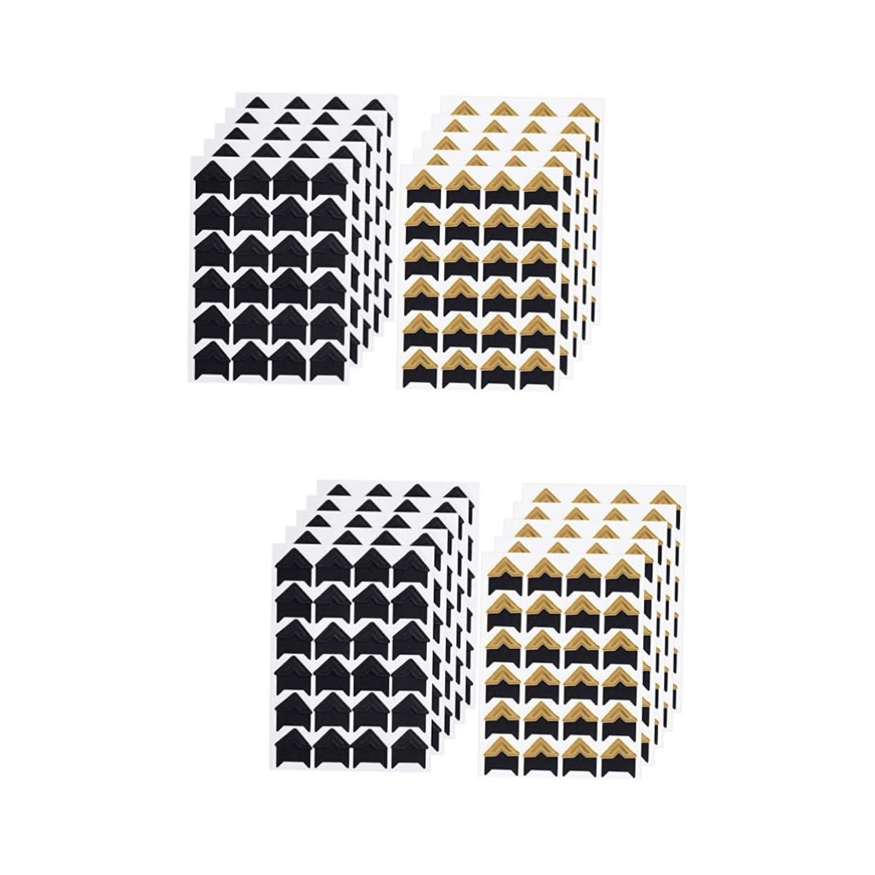 LALAFINA 2sets Self-Adhesive Photo Corner Stickers Vintage DIY Scrapbooking Album Sticker Set Frame Decoration Sheet Black Golden Total 10sheets*2