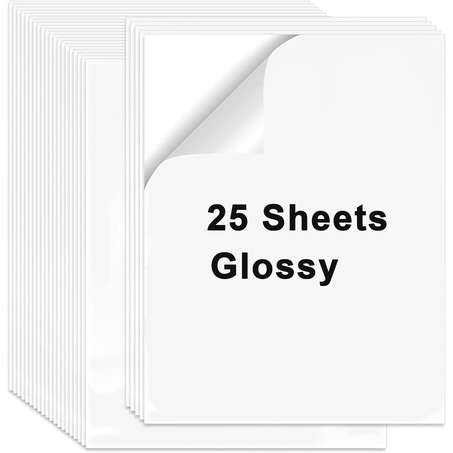 Amazon.com : 8.5x11 Glossy White Waterproof Printable Vinyl Sticker Paper  for Laser & Inkjet printer, JinyaPack Strong Adhesive 25 Sheets 8-1/2" x  11" Glossy Photo Paper Dries Quickly : Office Products