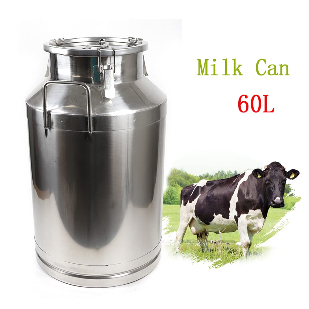 Bidone Latte,Secchio per Latte, Vino in Acciaio Inossidabile 304 Resistente con Maniglia e Coperchio, Facile da trasportare, 64 l.