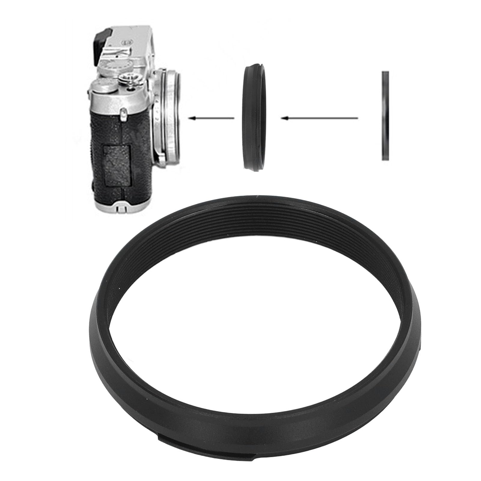 49mm Adapter Pierścieniowy Filtra, Metalowe Pierścienie Filtra Obiektywu Aparatu, Lekki pierścień Pośredniczący do X100V X100VI X100F X100 X100T X100S X70 (BLACK)