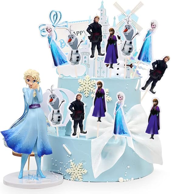 OSDUE 24PCS Cake Toppers, Frozen Princess Figures Birthday Cake Toppers Decorations, Cupcake Topper Cake Decorations for Boys, Girls, Kids Birthday Baby Shower Party Supplies
