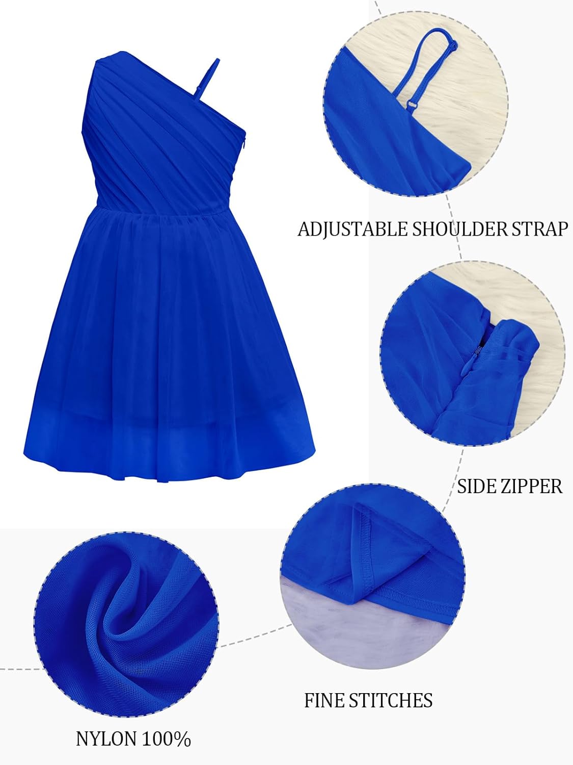 Batermoon Girls One Shoulder Dress Summer Party Graduation Semi Formal Short Dresses 5-14 Years