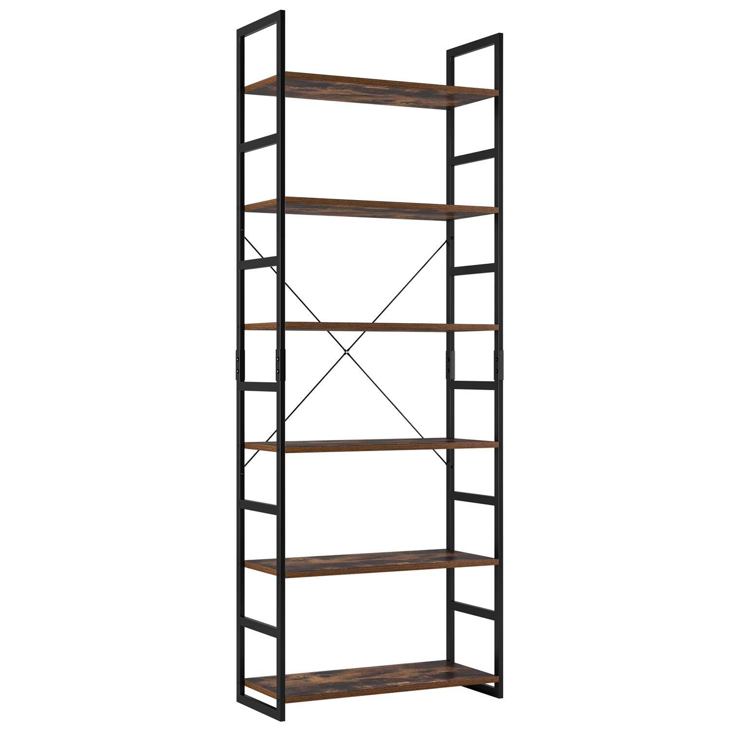 Buy Ladder Shelf 6 Tier Industrial Bookcase Storage Rack Shelving Unit