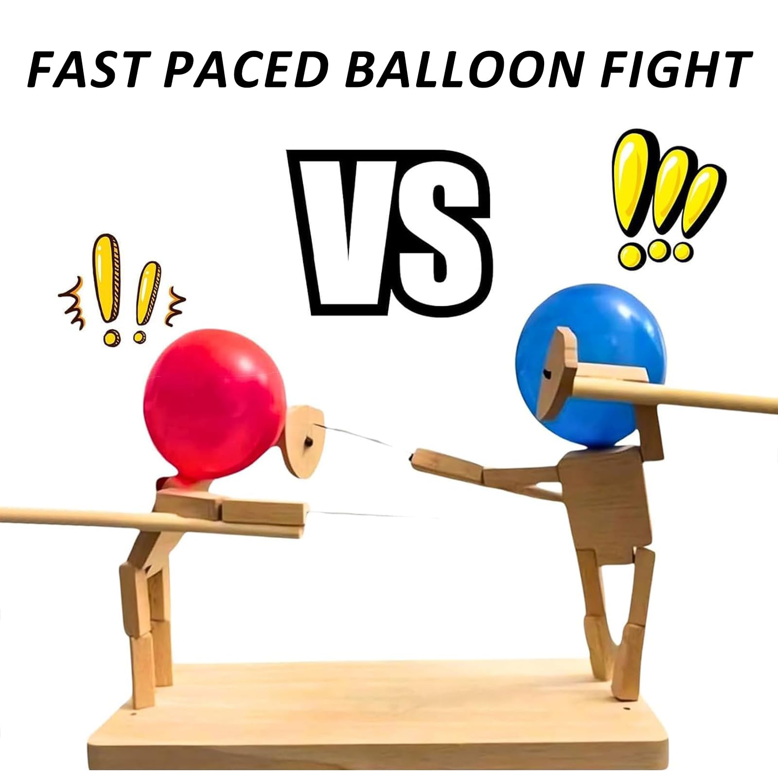Balloon Bamboo Man Battle, marionnettes d'escrime en Bois Faites à la Main, Combat de Ballons au Rythme Rapide pour 2 Joueurs - Excitant et Amusant (20cm x 15mm, 100 Ballons)