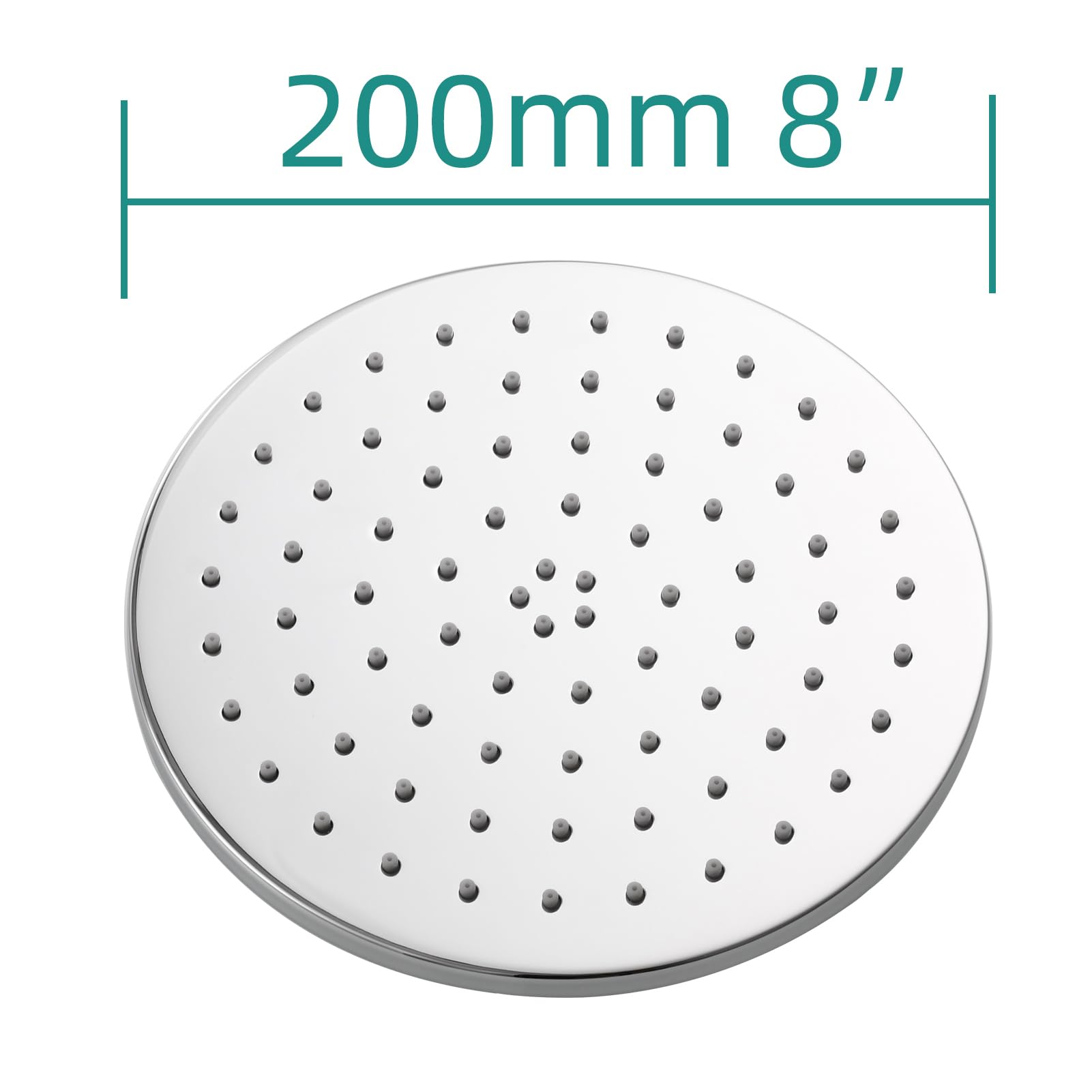 Tecmolog Docce Fisso Rotondo Ottone Soffione Doccia a Pioggia Alta Pressione 20 x 20 cm, Cromato, BD127