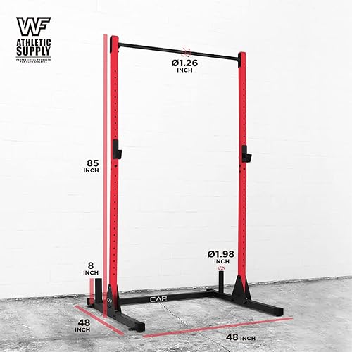 Miniatura 2 de WF Athletic Supply Soporte para sentadillas con ganchos en J y barra de dominadas, estante de prensa de banco para entrenamiento de fuerza de cuerpo