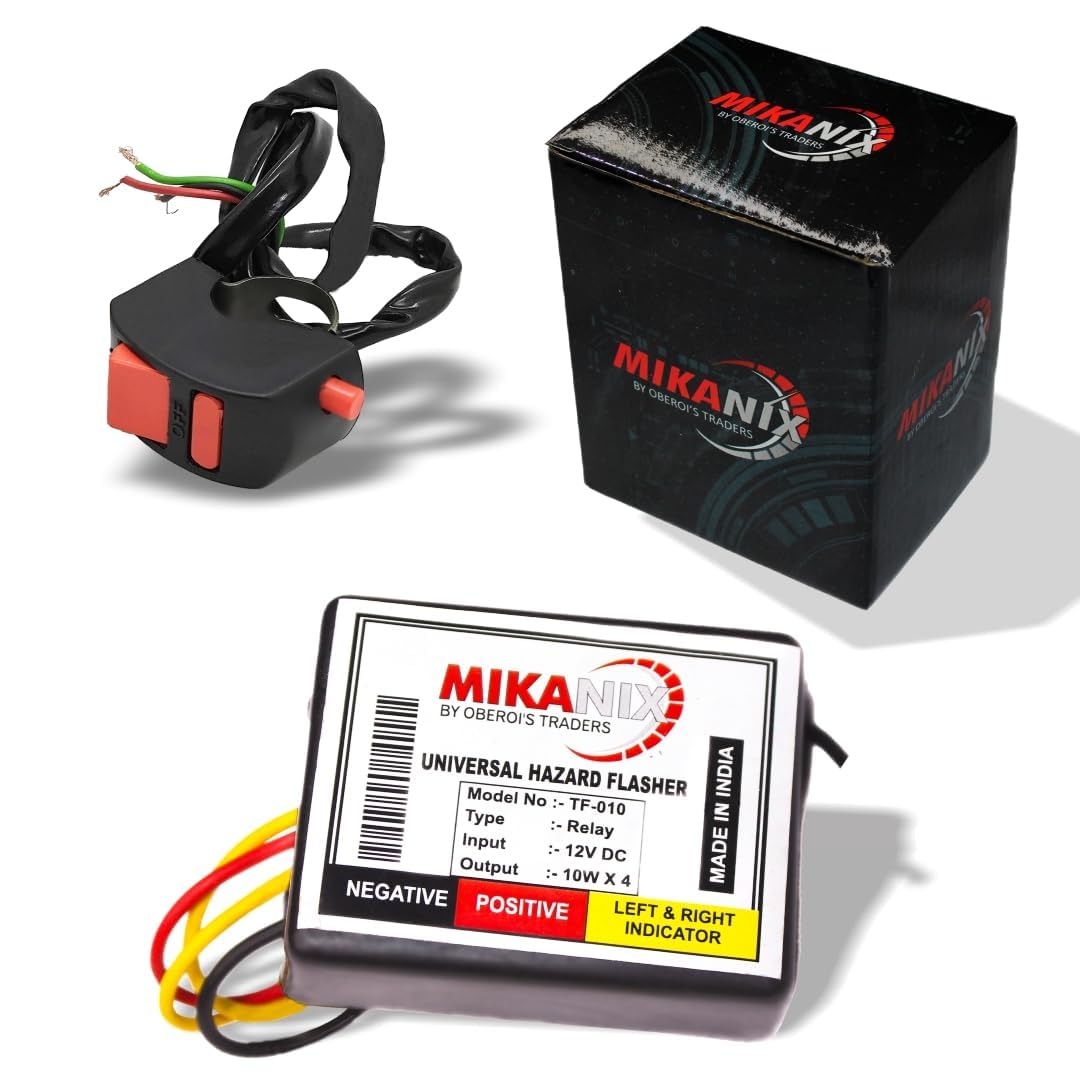 MIKANIX Universal for Bike Hazard Flasher/Blinker Waterproof 25 Patterns Flasher Relay for LED/Bulb Indicators with Pattern Changer Switch