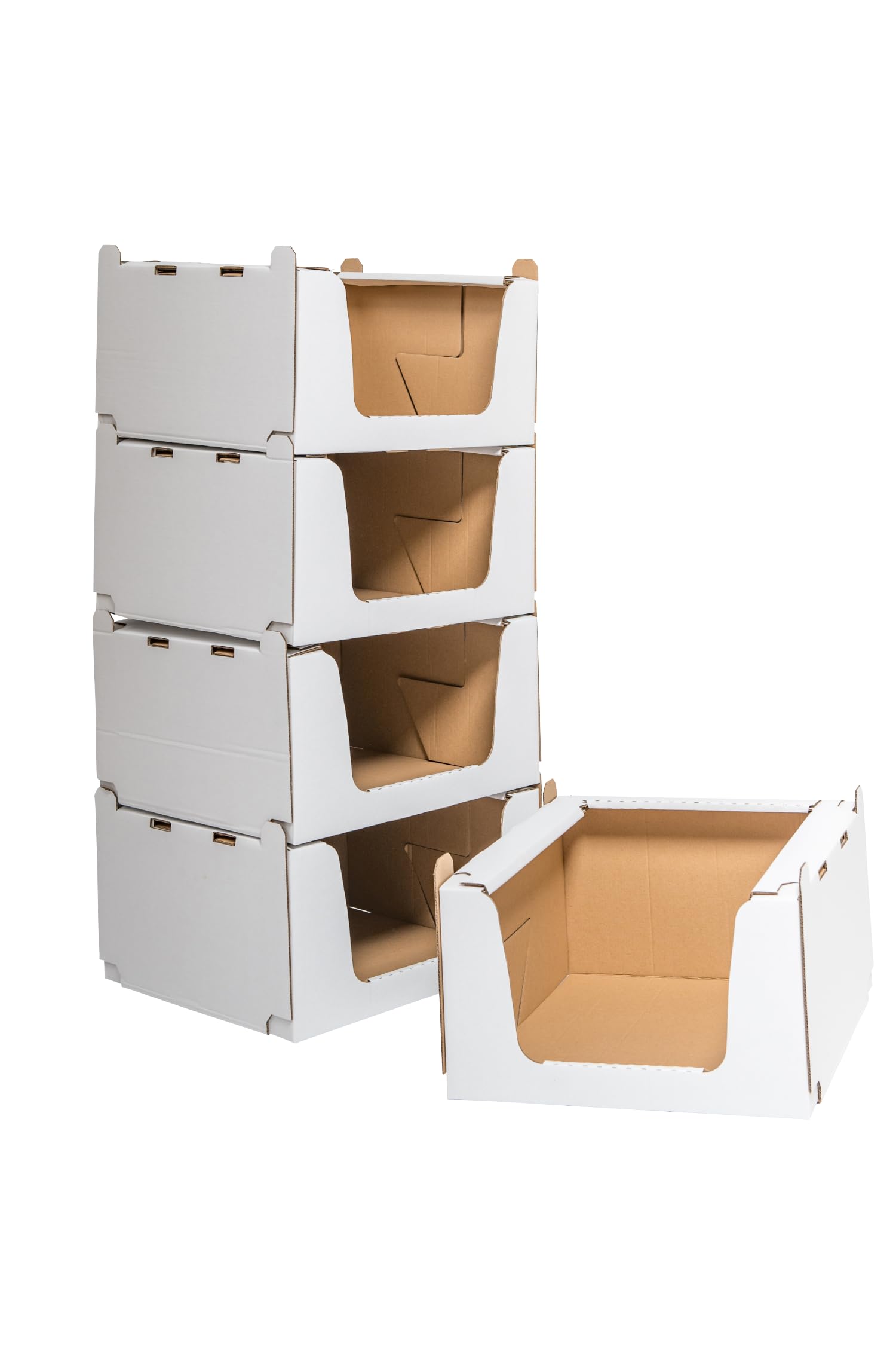 karton-billiger | Stapelkarton aus Wellpappe Lagerkarton Lagerbox Stapelbox weiß, Größe S - 380x360x200mm - nachhaltig (40)