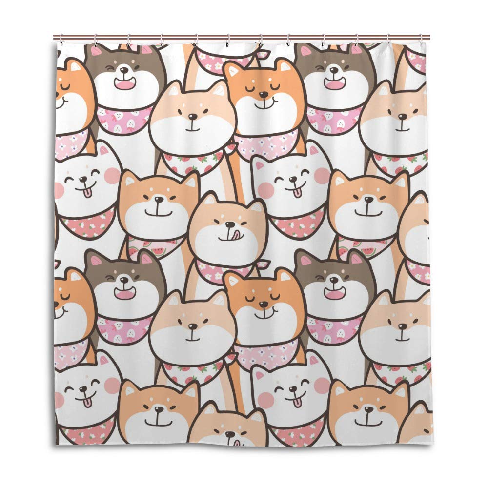 Rideau de douche Shiba Inu anti éclaboussures et imperméable