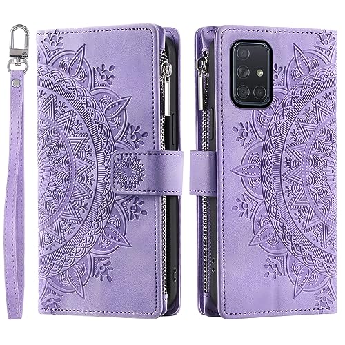 Funda Samsung Galaxy A71 4G para salir sin bolso con tarjetero y correa morada 6