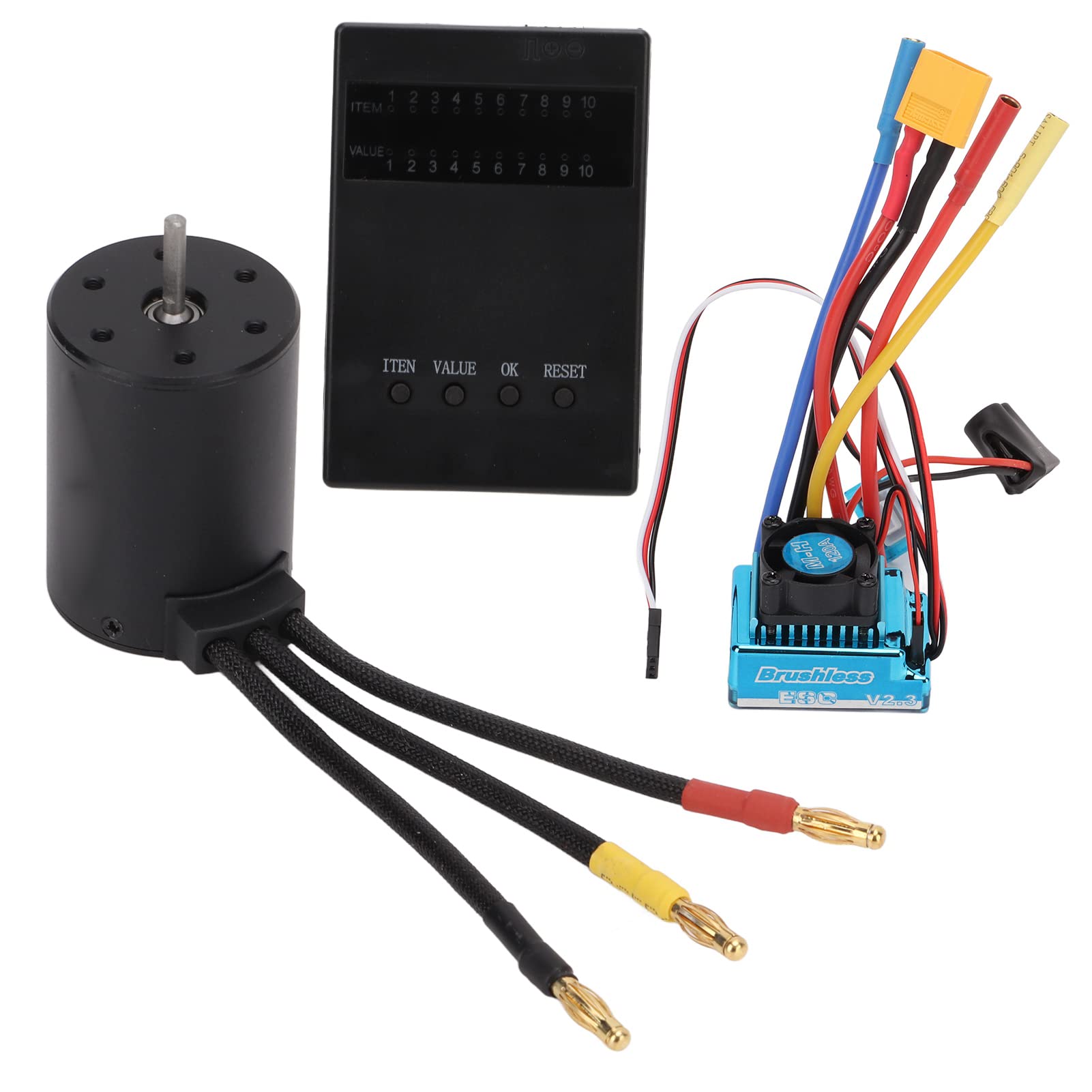 Dilwe Zestaw Silnika Bezszczotkowego 3650, Silnik Bezszczotkowy 3100KV ze Stopu Aluminium z 120A ESC i kartą Programowania, Konfiguracja XT60 2 do 4S dla 1 10 1 8 Kierowców Samochodów RC