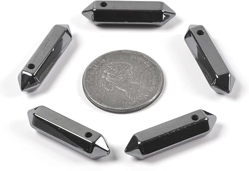 Vista 52 de Cuarzo rosa de 1.28 pulgadas (1.260 in) con piedras preciosas naturales hexagonales para hacer joyas, cuentas de curación de reiki de chakras