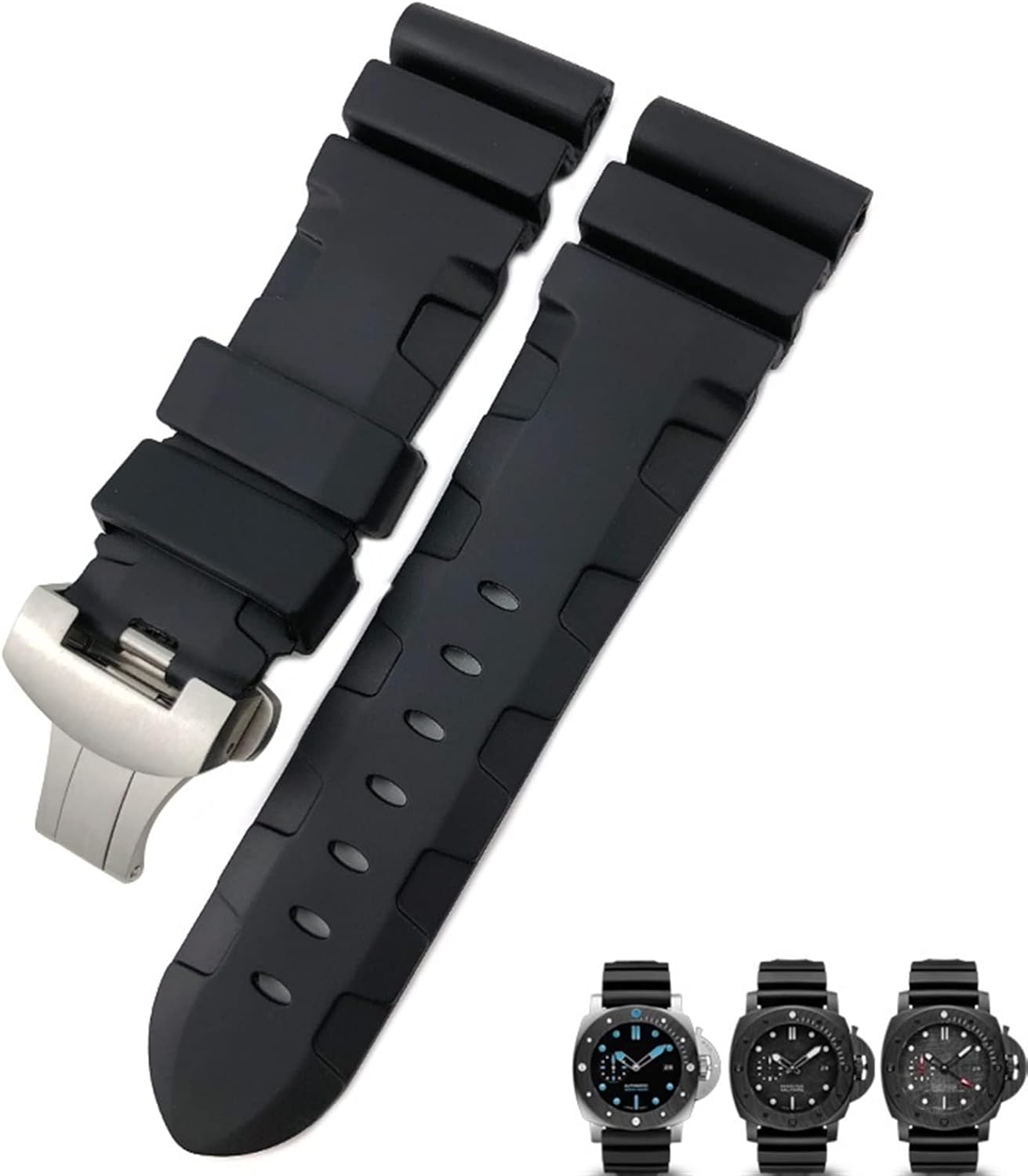 パネライ ルミノール 尾錠用 クロコ 裏ラバー 艶消し 紺 22mm-20mm