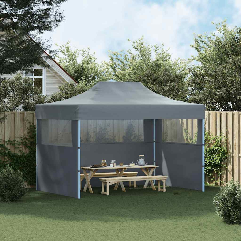 Gartenpavillon, faltbar, für den Außenbereich, mit 3 Wänden, 3 x 4 m, Stahl, Anthrazit