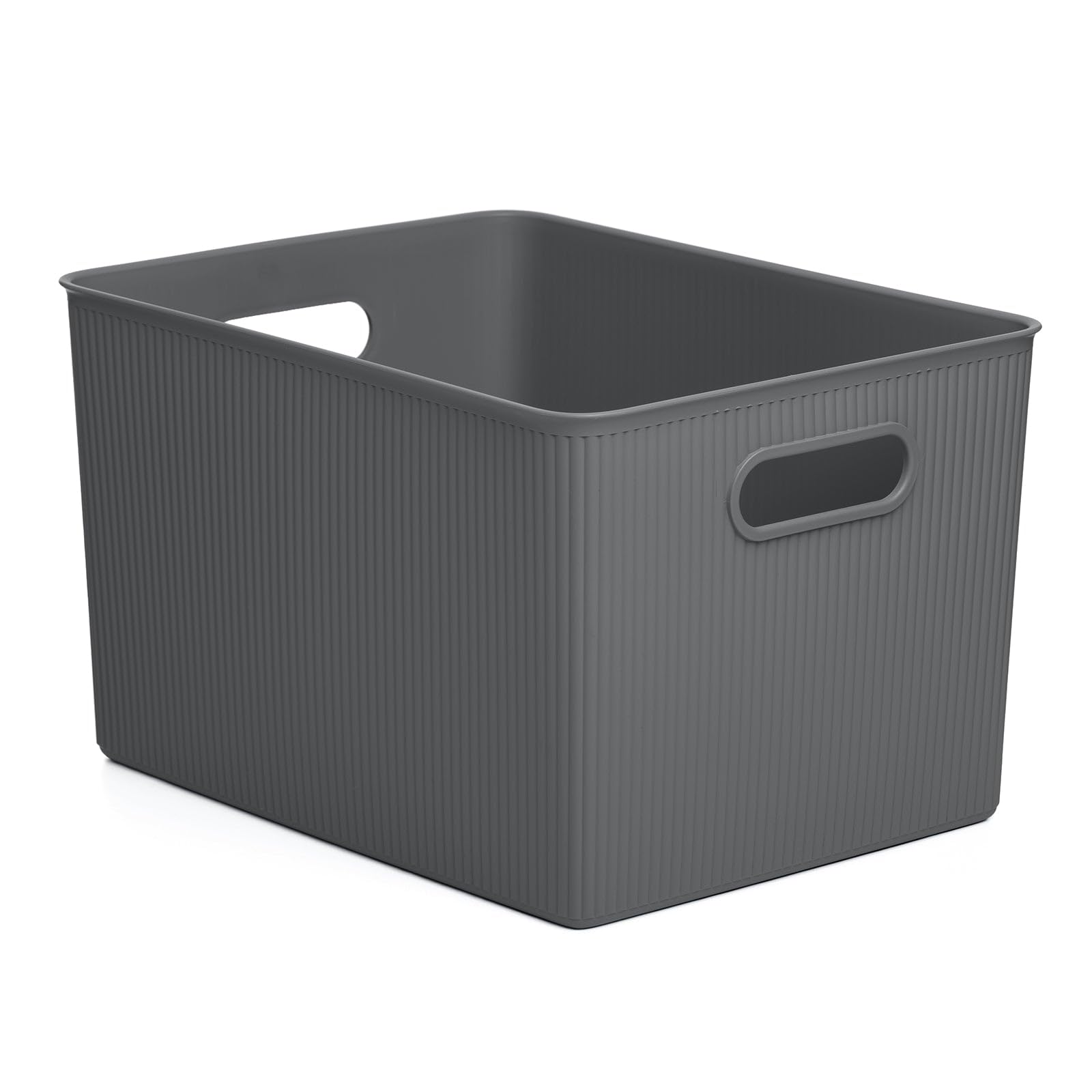 TATAY Plastic Storage Basket 22 L Baobab | Organizer Box | Integrated Handles | Compact and Versatile Design | BPA-Free Plastic | 29.4 x 38.5 x 23 cm, Grey