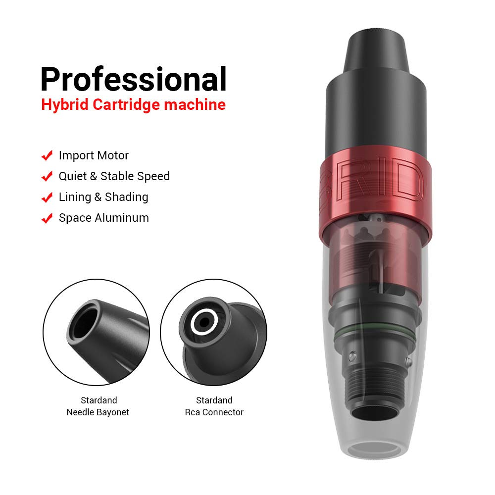 Kit de máquina de tatuaje rotativa: bolígrafo para tatuar con cartucho con fuente de alimentación LCD digital, carrera de 3,5 mm, motor de 8000 RPM, pedal y 10 agujas de cartucho