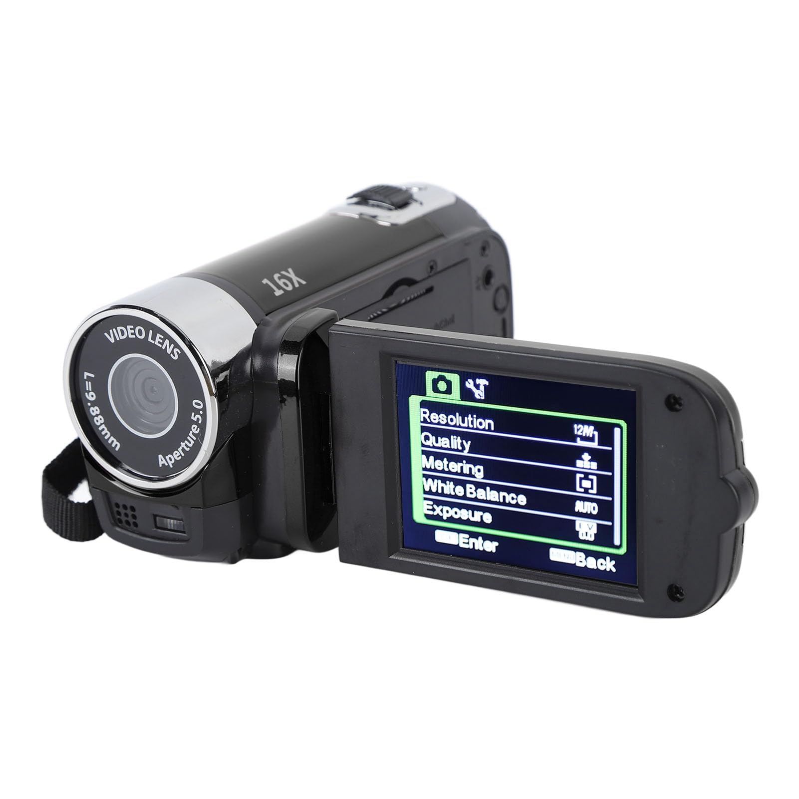 Ejoyous Camcorder Videocamera, 4K 48MP DV-Kamera Videocamera 2,7 Pollici Display TFT Girevole 16X Zoom Digitale Fotocamera Compatta con Cavo USB (BLACK)