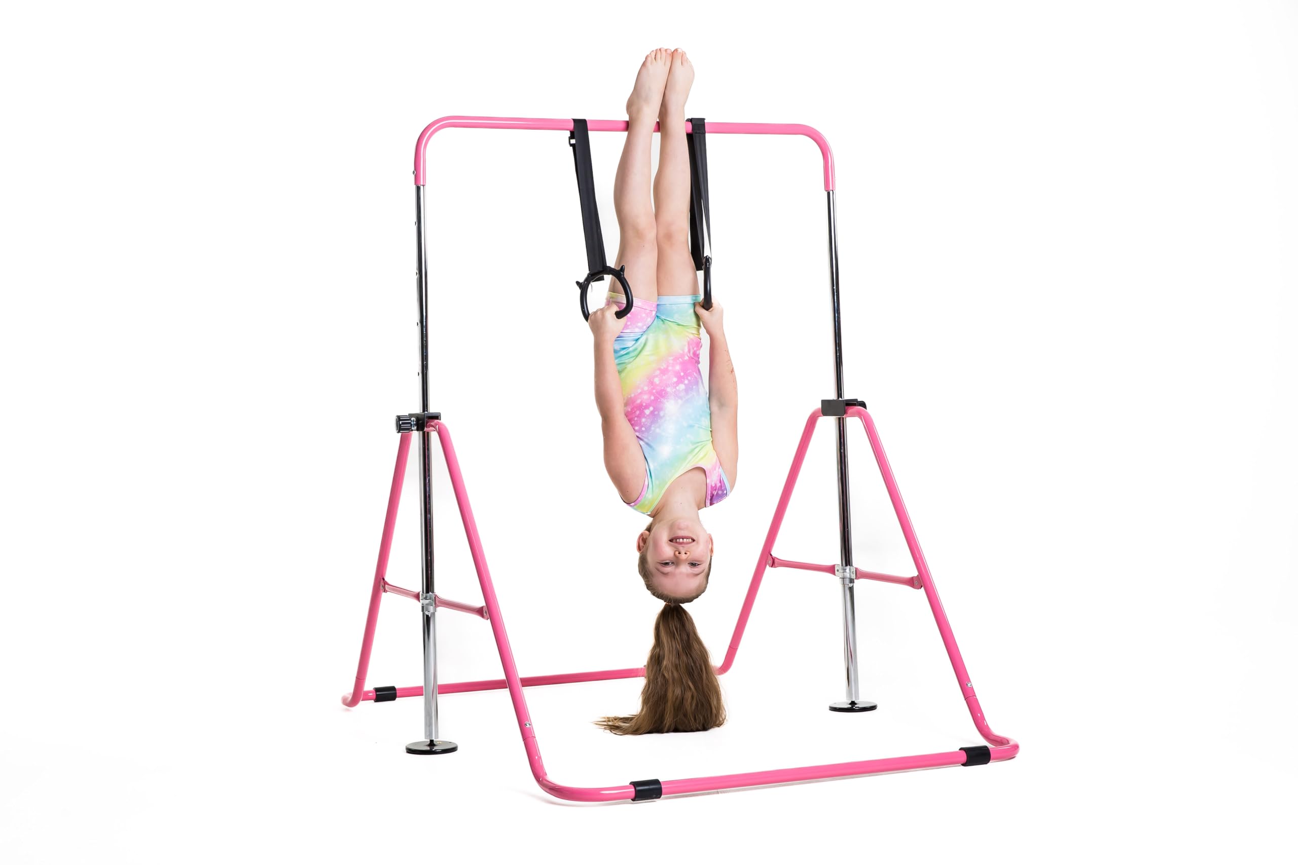 Reckstange Indoor Kinder Höhenverstellbar für Zuhause – Turnstange Kinder Stabil & Sicher – Gymnastikstange mit Ringen & Griffen – Turnreck Kinder Robust