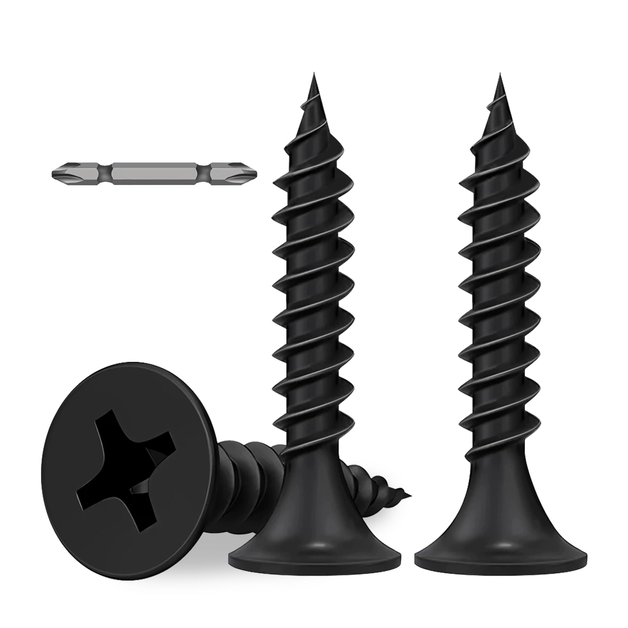 330 Pcs Black Drywall Plasterboard Screws M3.5x20mm Drywall Screws Coarse Cement Board Decking Exterior Wood Screws Phillips Drive with Bit Black Wood Screws for Drywall Sheetrock Wood and Furniture