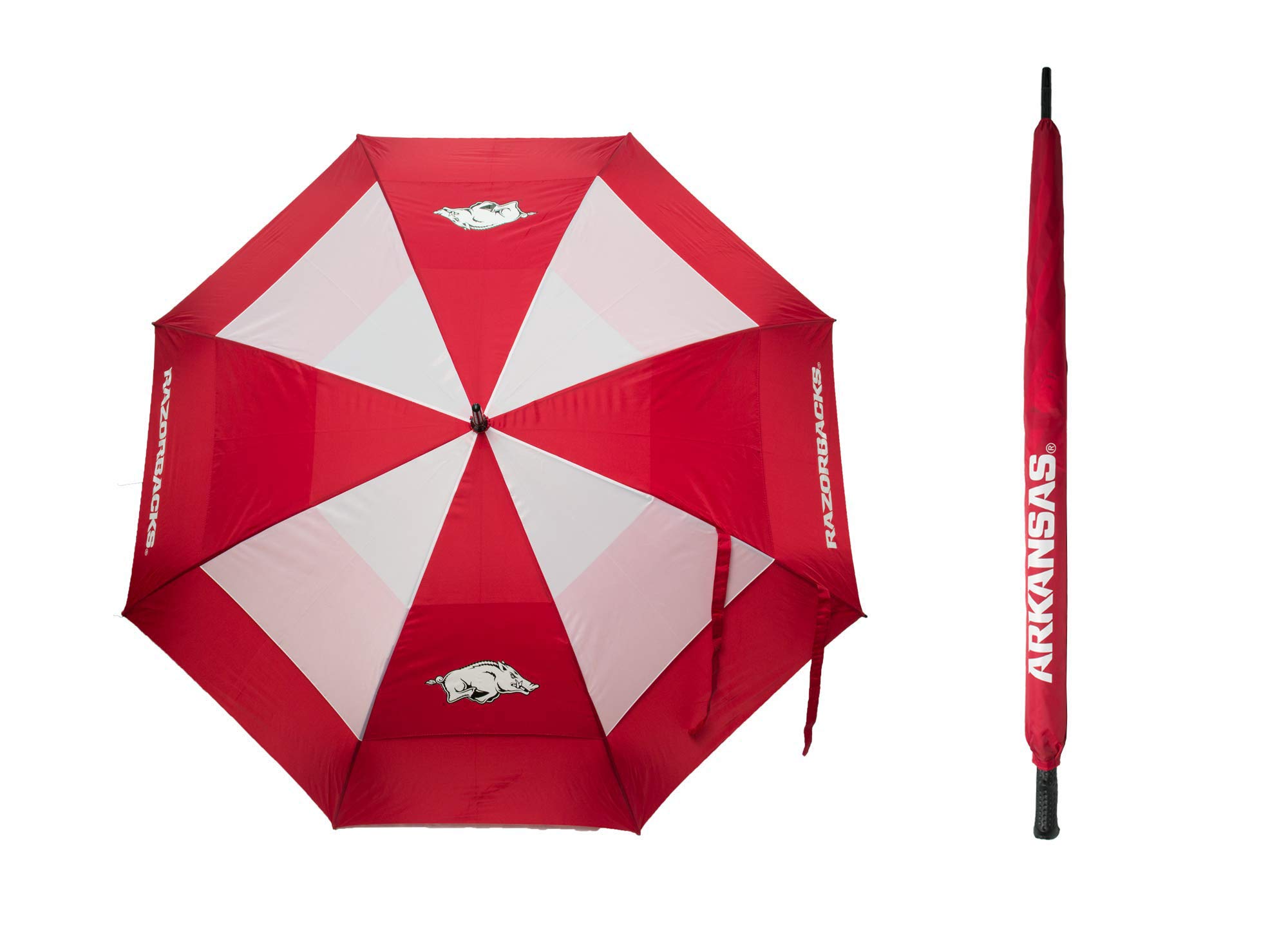 Team Golf NCAA Arkansas Razorbacks Golf Umbrella 62" Golf Umbrella with Protective Sheath, Double Canopy Wind Protection Design, Auto Open Button