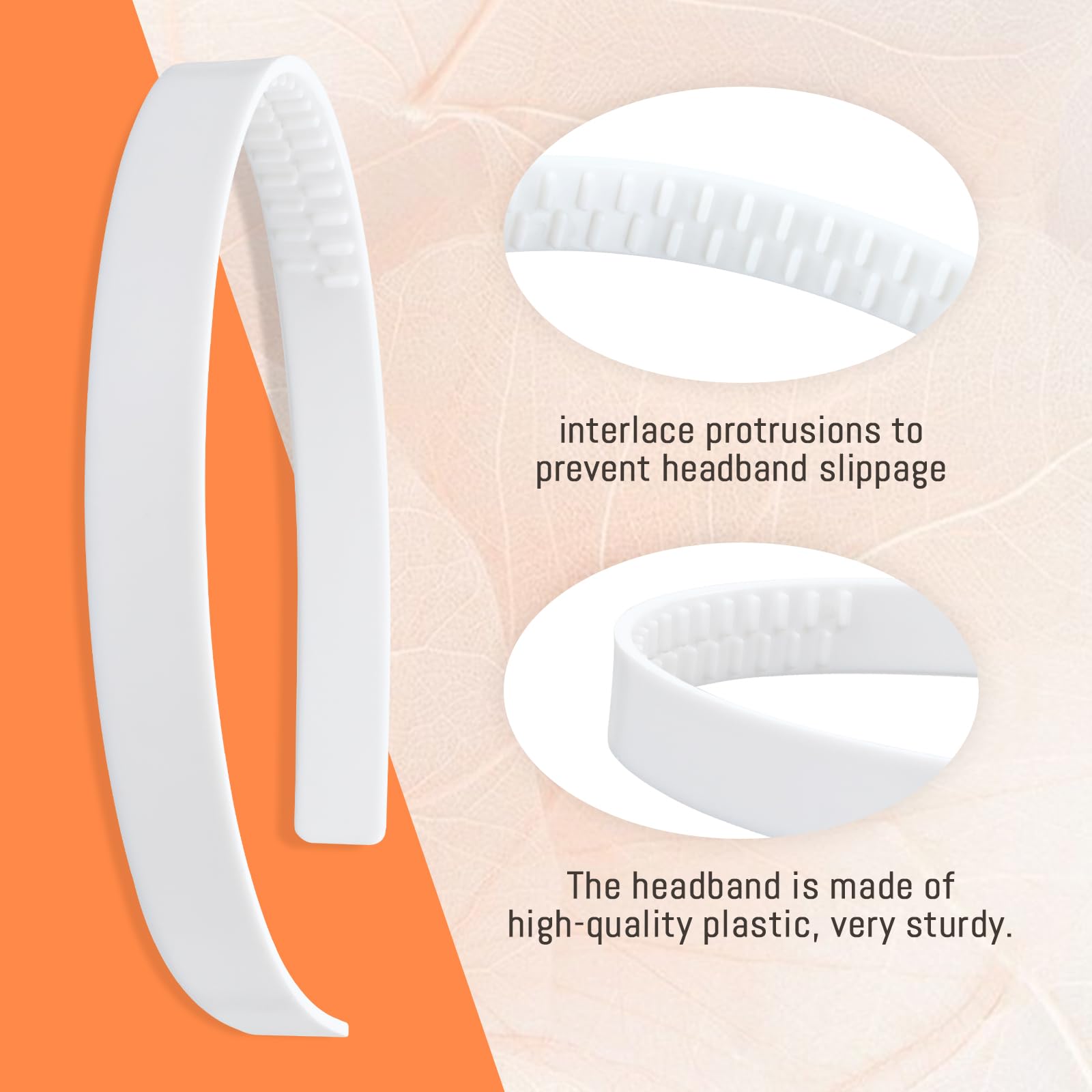 20 Pack 1.5CM Thin Hard White Plastic Headbands Skinny Plain Blank Hairband with Comb Grip Teeth Slim Hair Hoop Holder Clasp Tiara Crown Base Headpiece Crafting DIY Accessories Bulk for Women Girls - Image 3