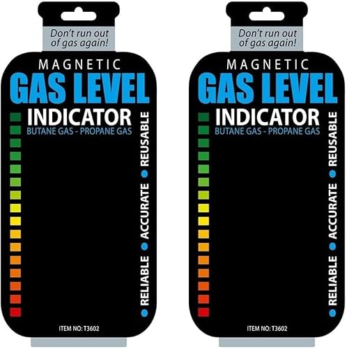 2Pcs Black Practical Propane Butane LPG Fuel Gas Tank Level Indicator, Reusable Propane Fuel Level Indicators,Magnetic Gauge Bottle Grill Connectors and Hoses for Outdoor Cooking Replacement Parts