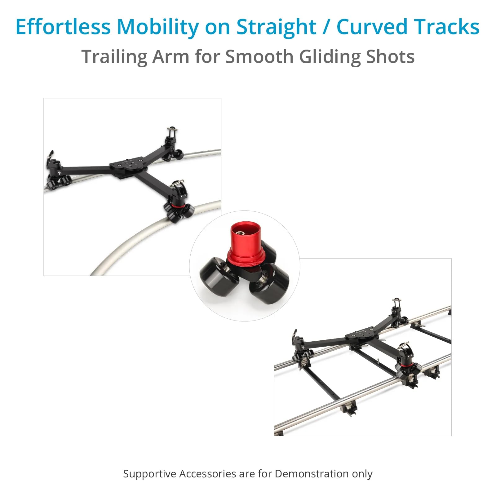 PROAIM Carrello da studio Agile Heavy-Duty Floor/Track. per treppiedi a punta singola e doppia. Costruzione robusta, ruote girevoli a 360°. Offre scatti fluidi e impeccabili. (DL-AGLE-01)