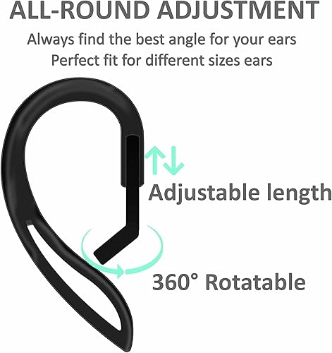 Miniatura 3 de JNSA Ear Hooks (4 Pairs) Compatible with AirPods Pro, 3, 2, 1 Gen - Multi-Dimensional Adjustable Accessory with Sticky Pad - Transparent and Black